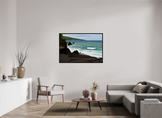 54 x 36″, Floater Frame Black Sand on acrylic glass