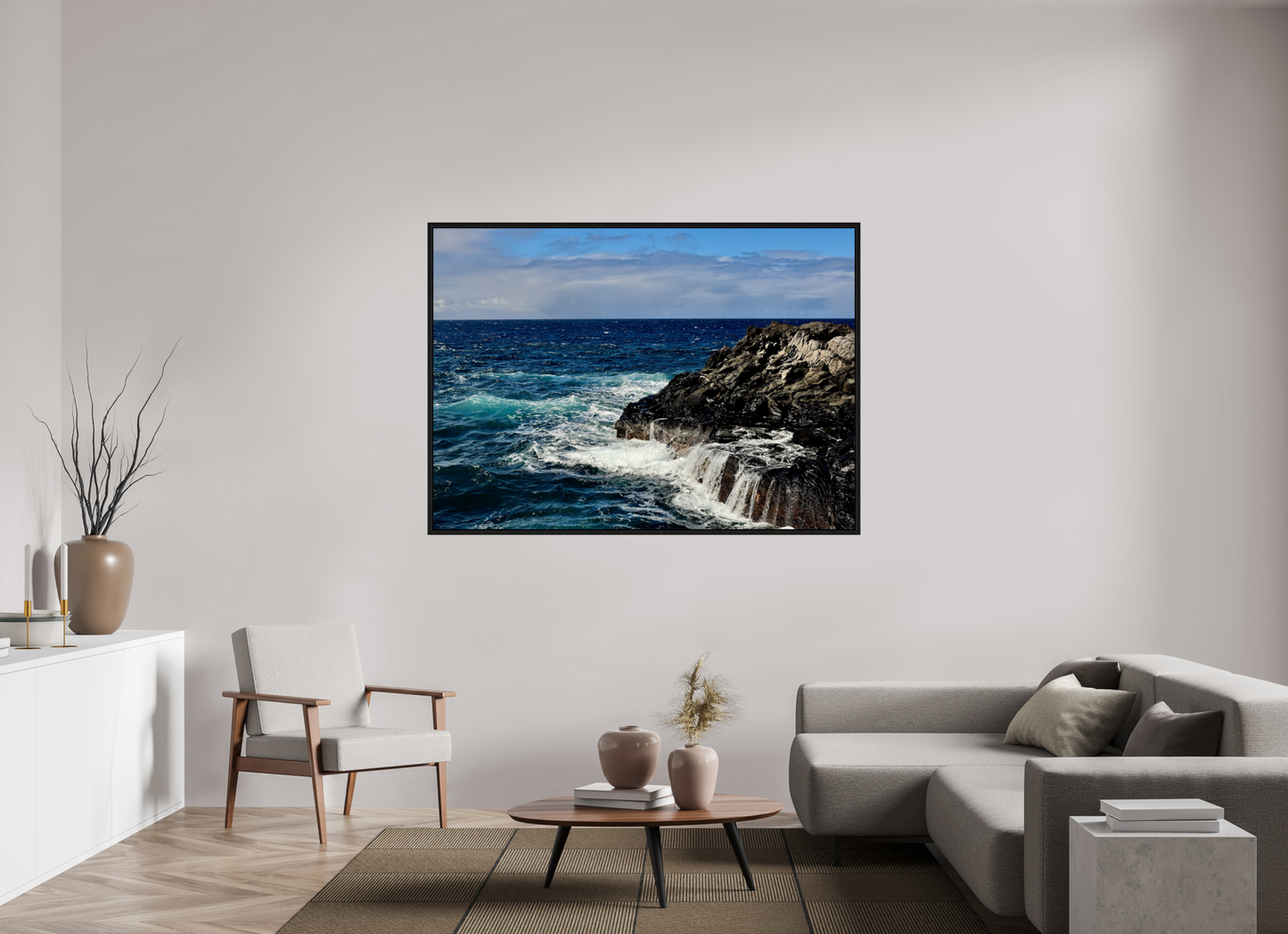 65.8 x 47″, Floater Frame Salt Peaks and Shimmer on acrylic glass