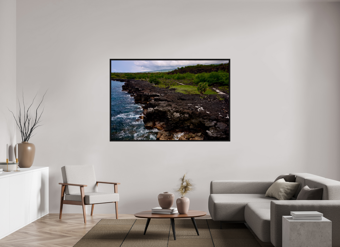 69.5 x 47″, Floater Frame Lava's Edge on acrylic glass