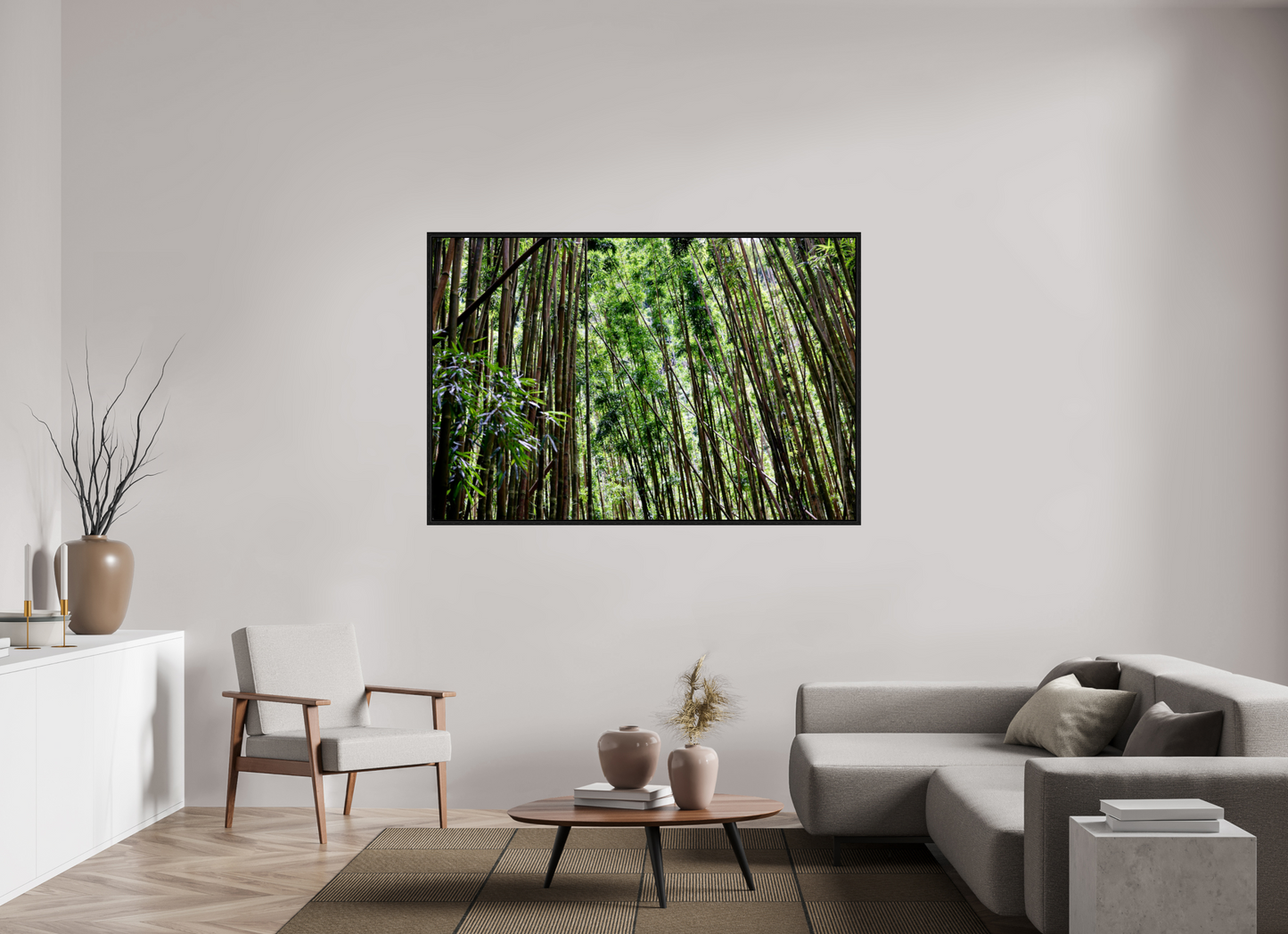 66 x 44″, Floater Frame Bamboo Forest on acrylic glass