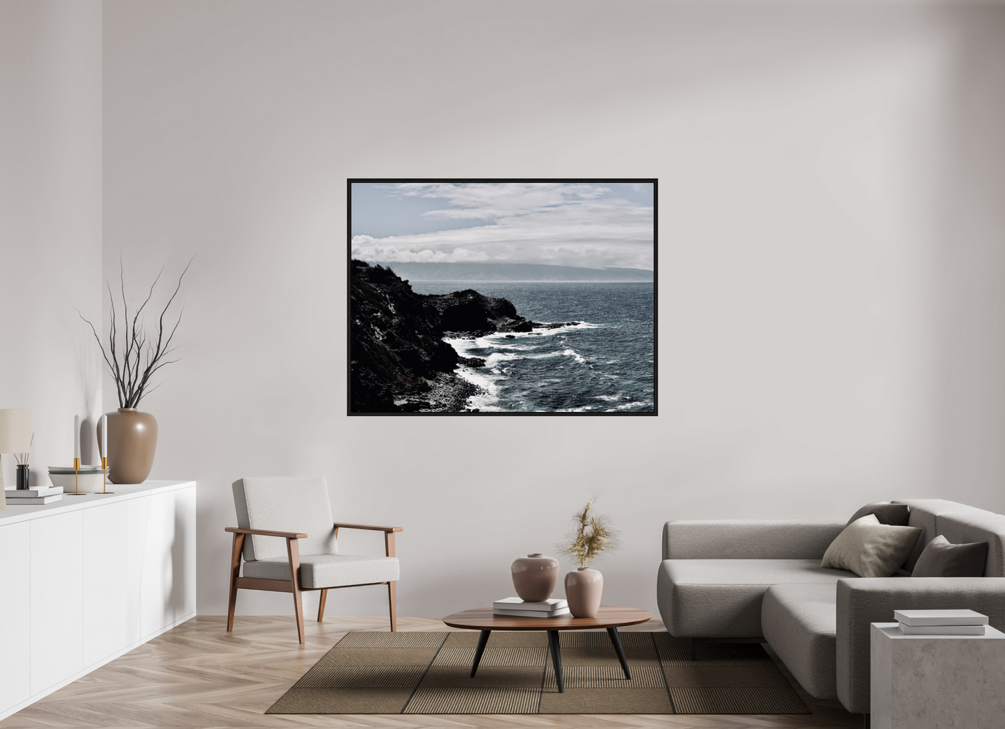 62 x 47″, Floater Frame White Noise on acrylic glass