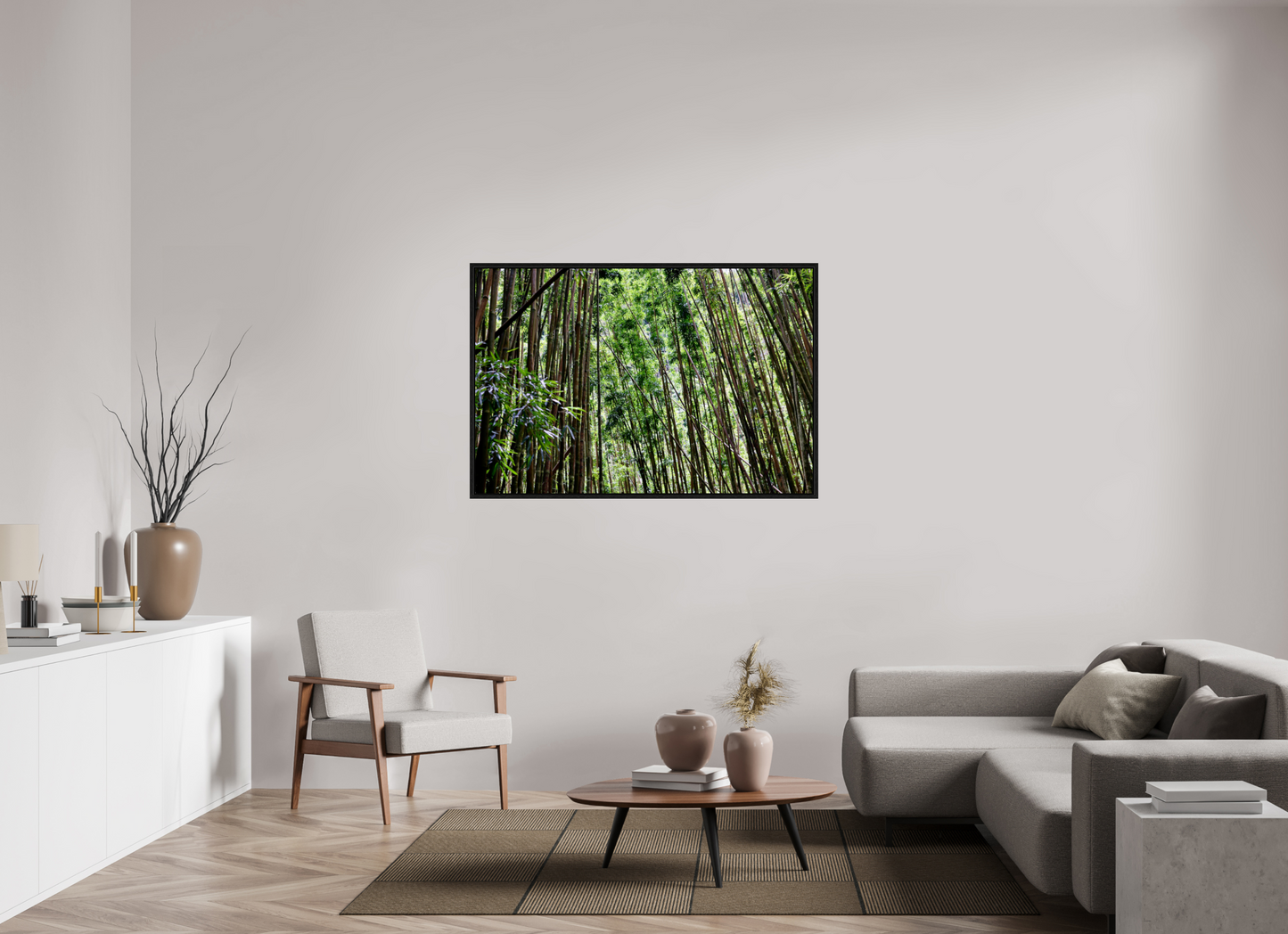54 x 36″, Floater Frame Bamboo Forest on acrylic glass