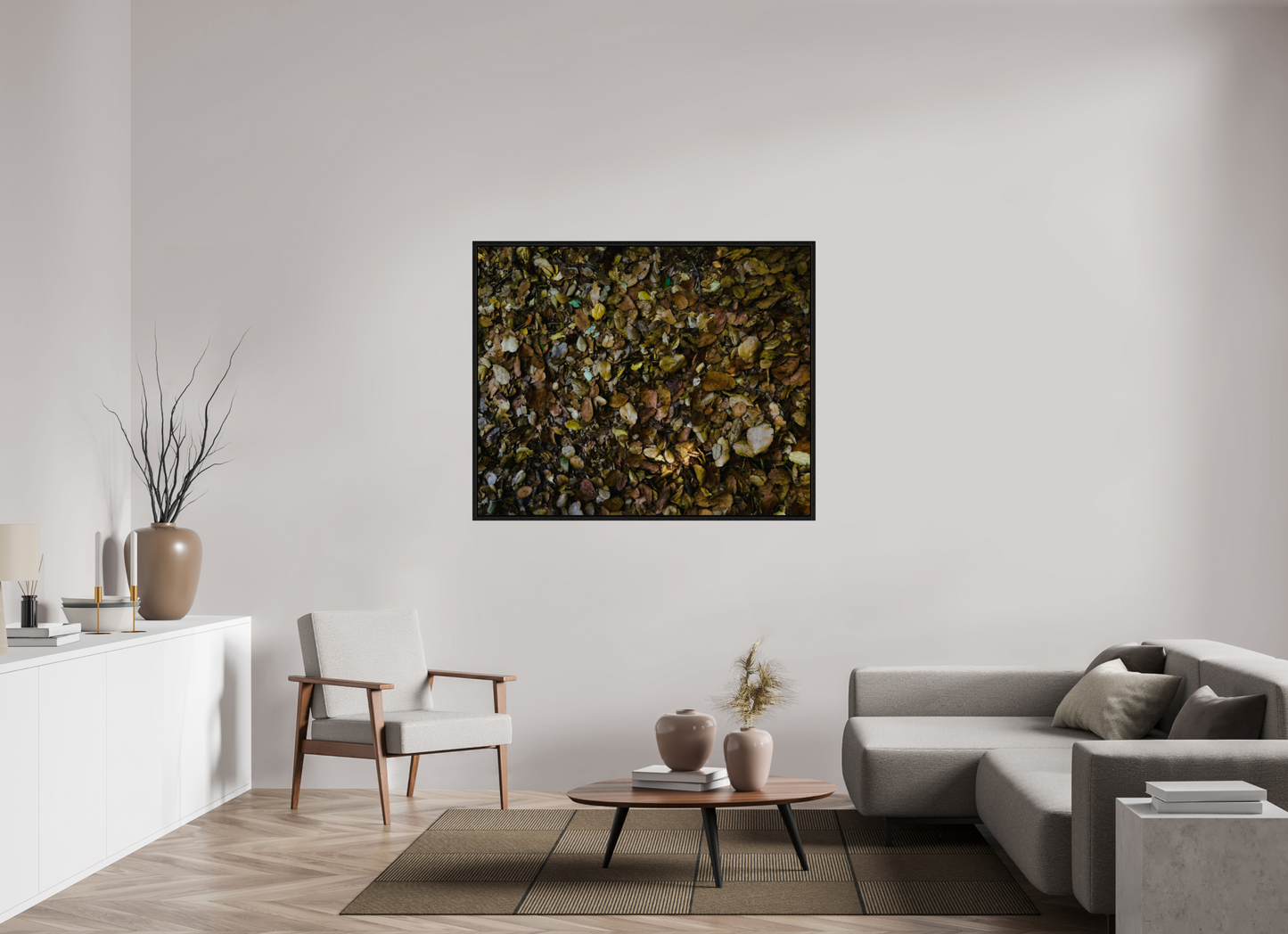 53.1 x 43″, Floater Frame Fall on acrylic glass