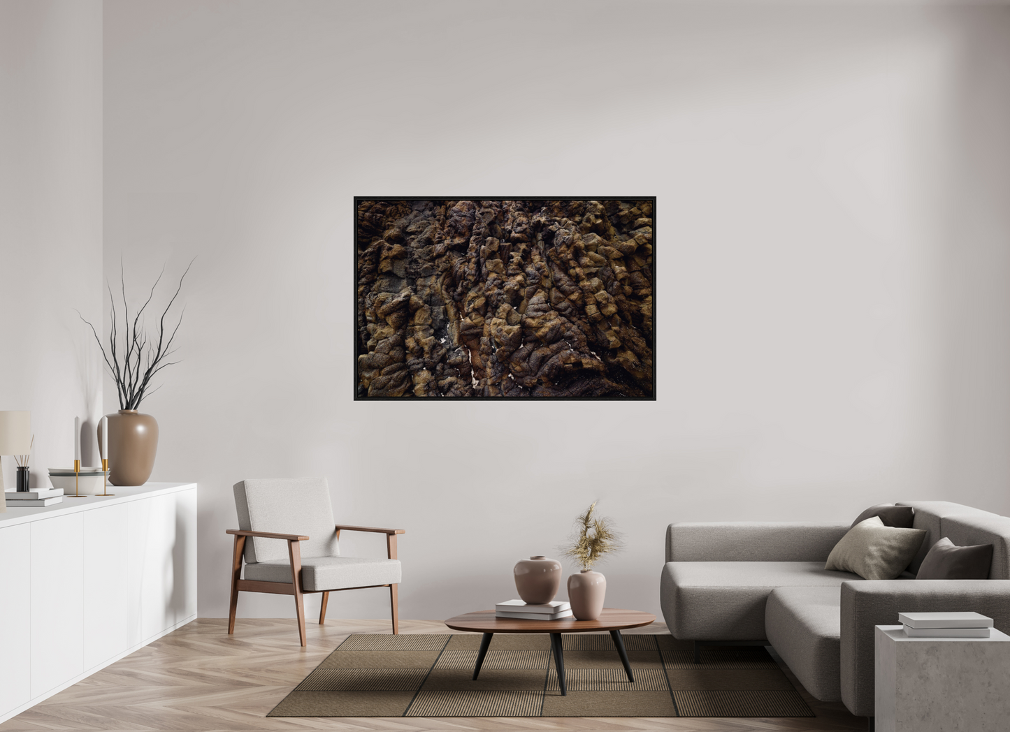60 x 40″, Floater Frame Natural Chaos on acrylic glass