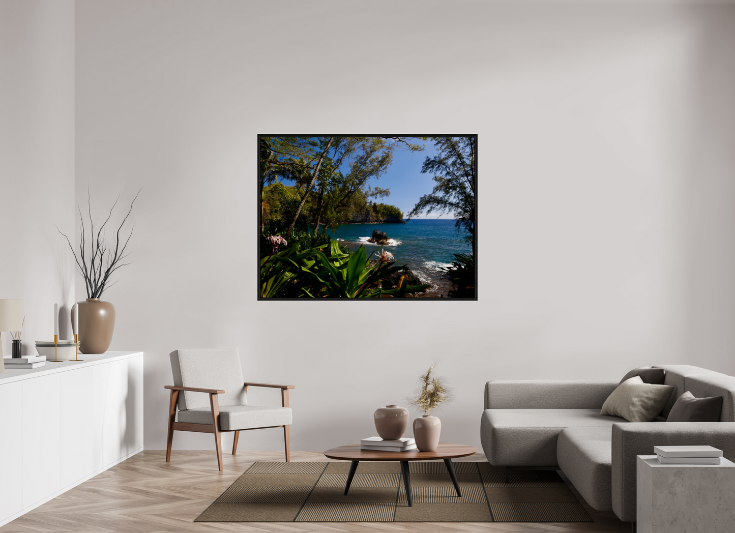 60 x 45″, Floater Frame Island Vista on acrylic glass