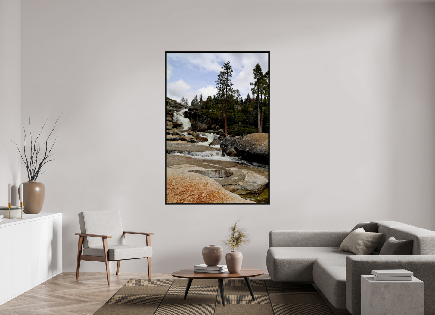 47 x 69.4″, Floater Frame Seasonal Waterfall on acrylic glass