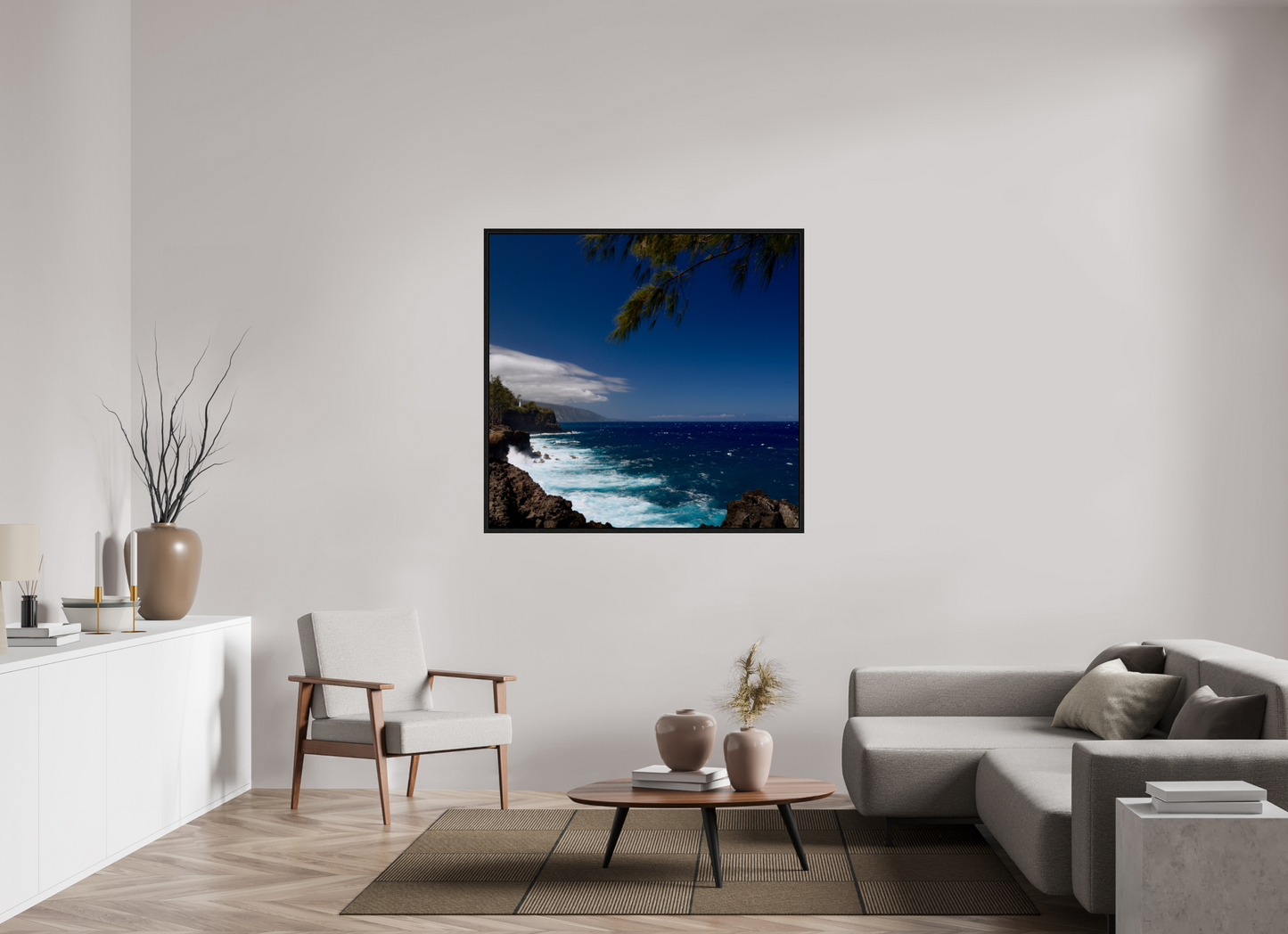 49.5 x 47″, Floater Frame Whitecap on acrylic glass