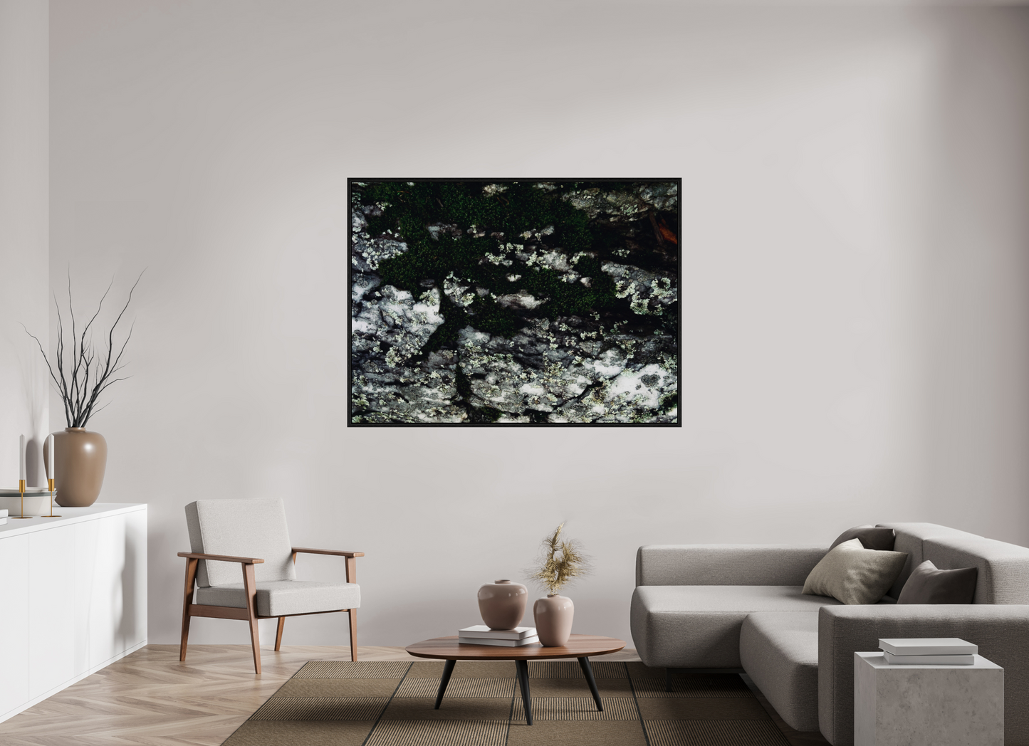 63.6 x 47″, Floater Frame Heart Found Here on acrylic glass