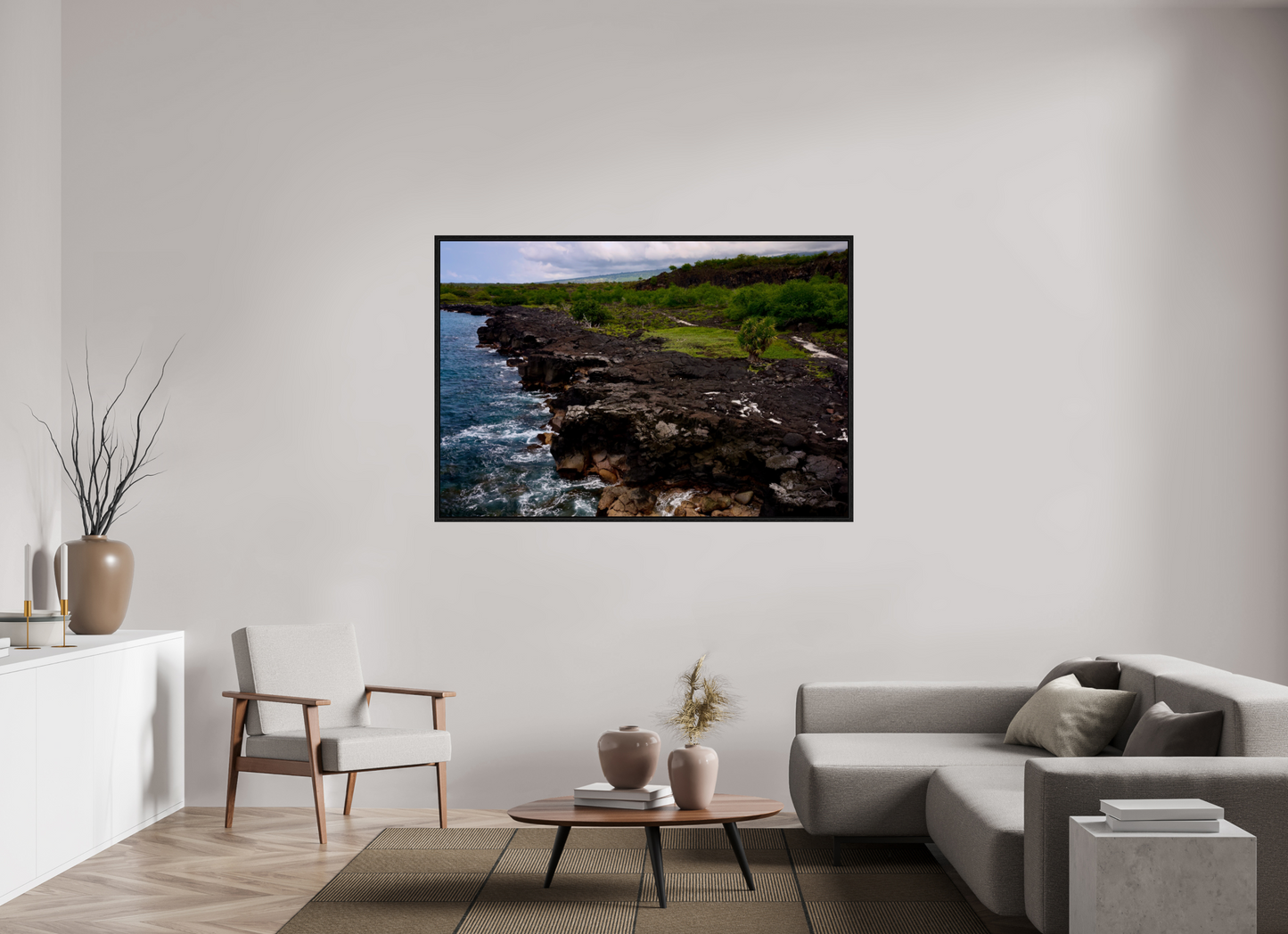 63.6 x 43″, Floater Frame Lava's Edge on acrylic glass