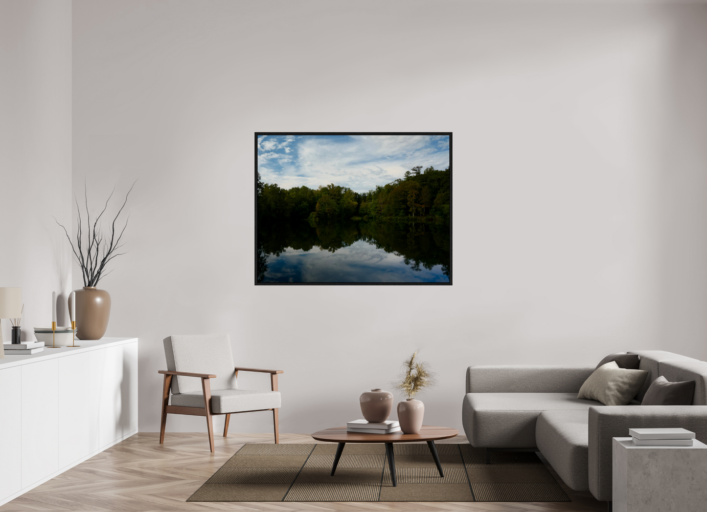 55.9 x 43″, Floater Frame Silent Twin on acrylic glass
