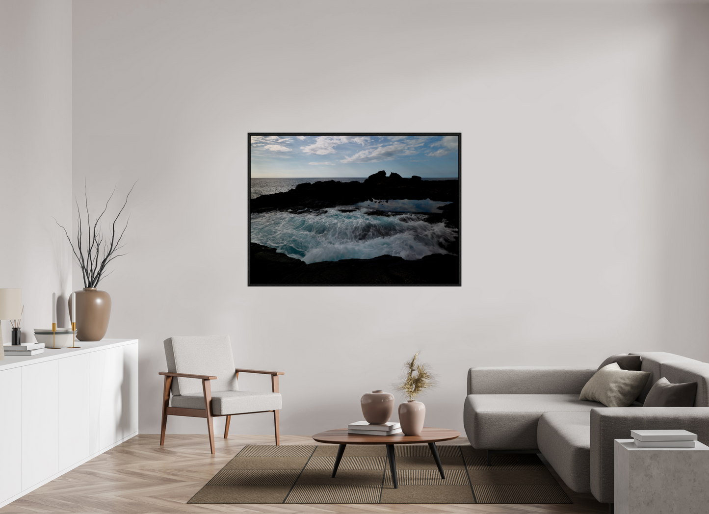 60.4 x 43″, Floater Frame Tide Pools on acrylic glass