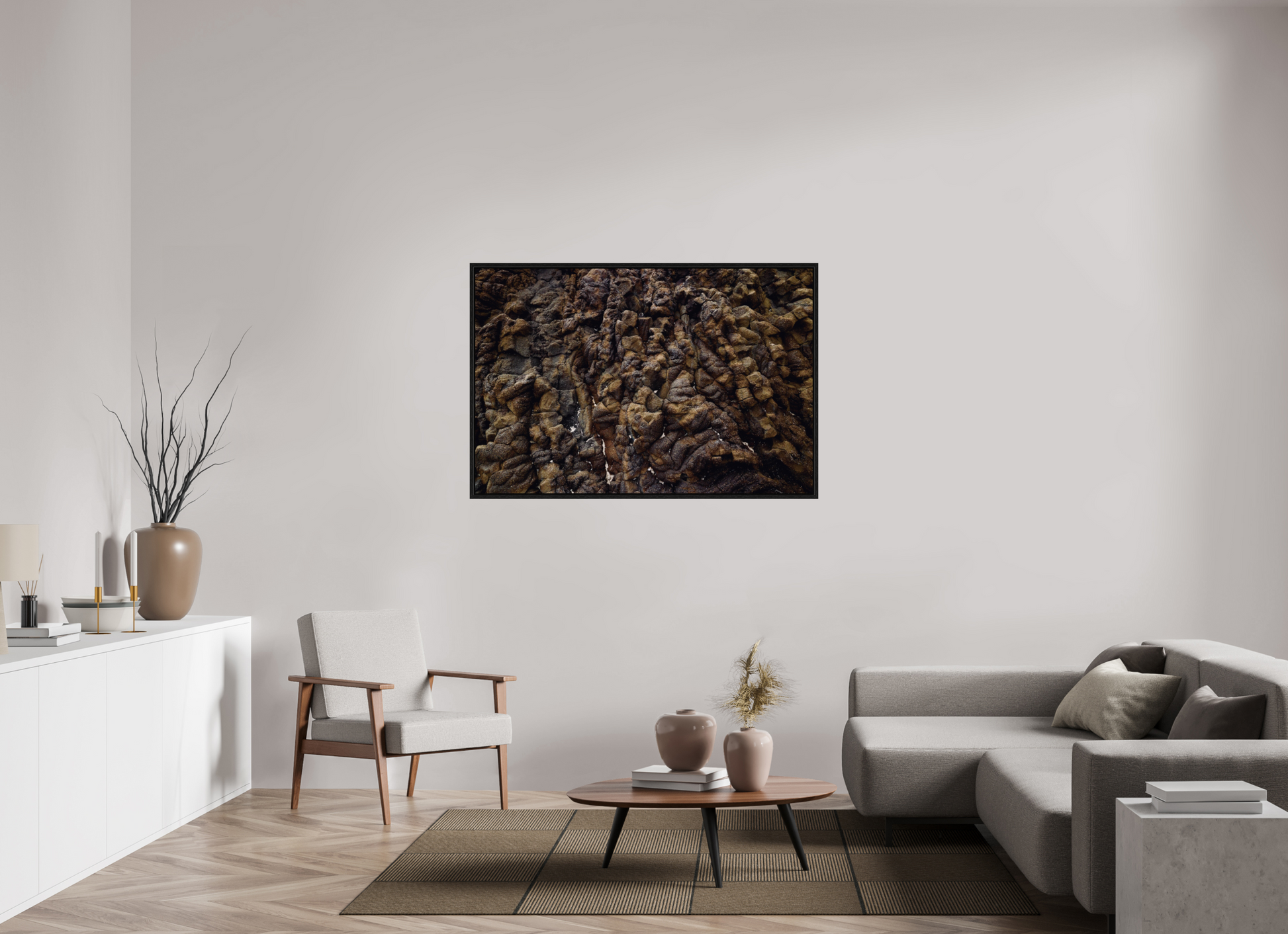 54 x 36″, Floater Frame Natural Chaos on acrylic glass