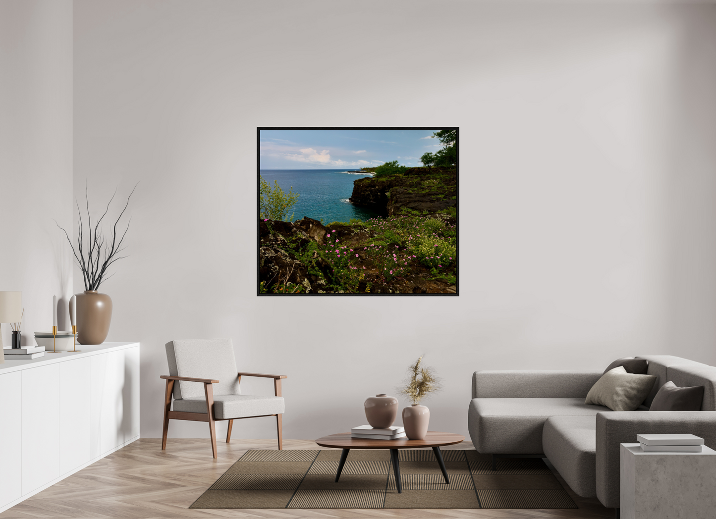 56.5 x 47″, Floater Frame Lava Flowers on acrylic glass