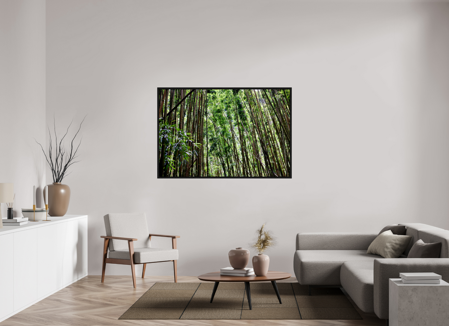 60 x 40″, Floater Frame Bamboo Forest on acrylic glass